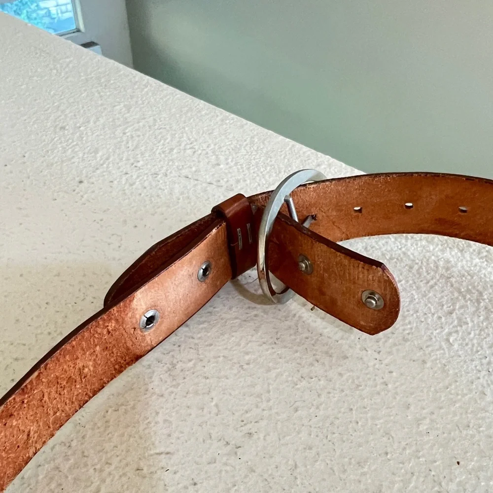 Mexico made brown‎ leather detachable belts sz 32 western work everyday unisex